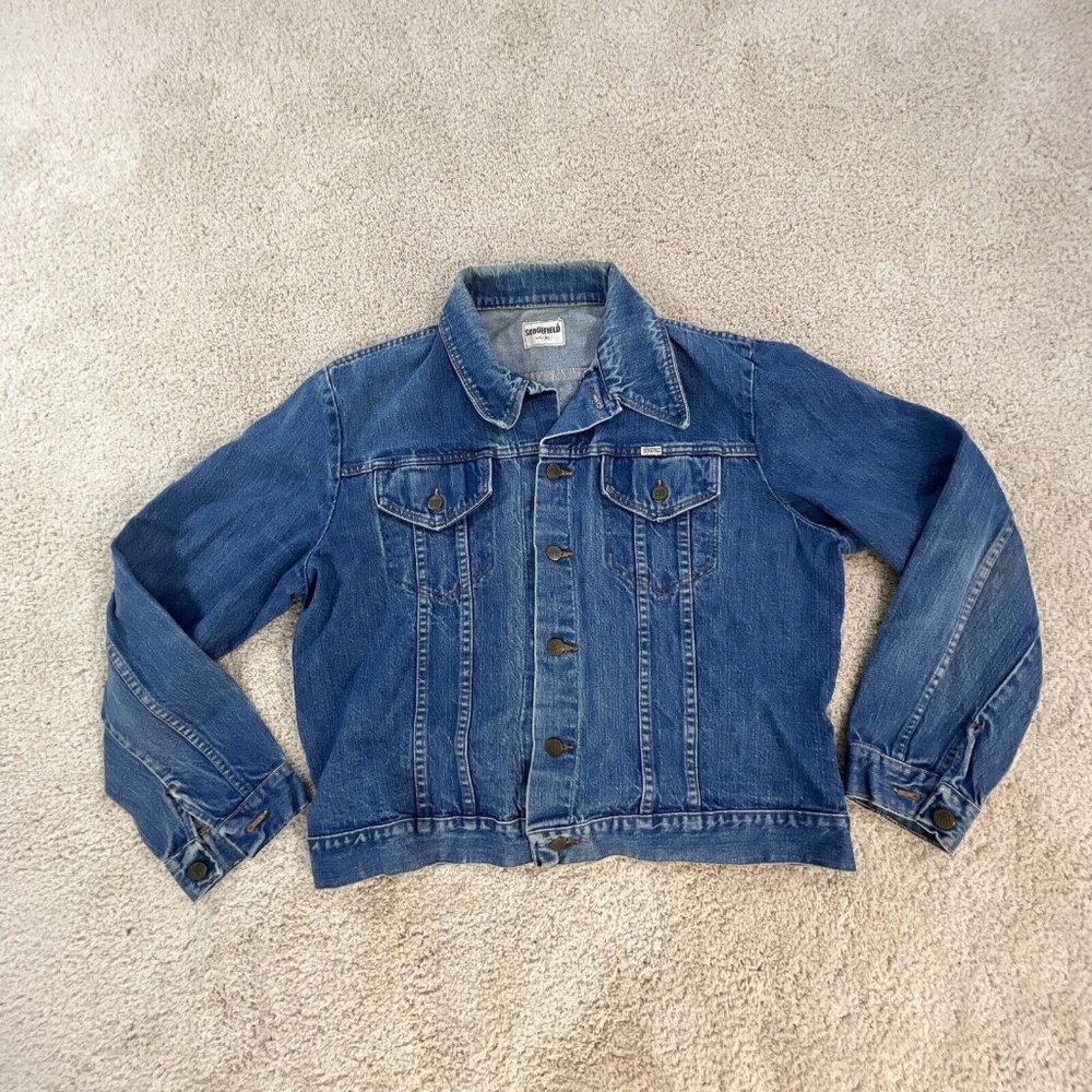 Sedgefield Mens Denim Jacket Size XL Blue Jean Trucker Button Front